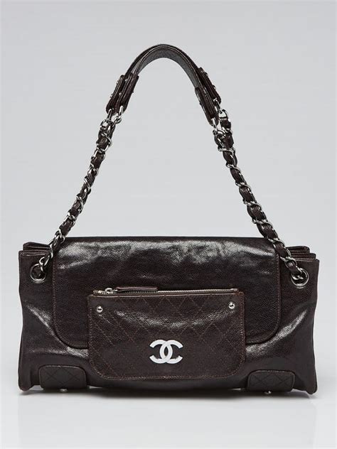 chanel caviar leather pocket-in-the-city glazed|Chanel Dark Brown Glazed Caviar Leather Pocket in the City .